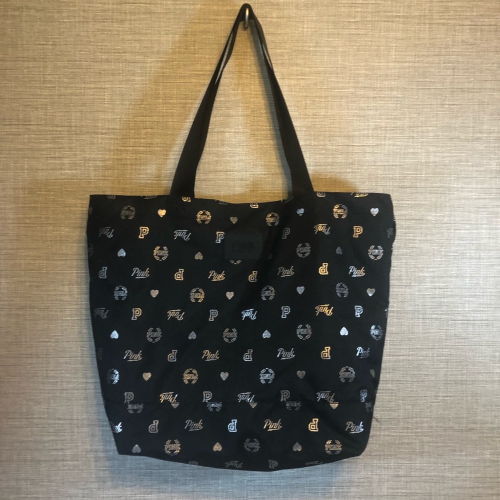 Victoria Secret Pink Overnight Bag Large Black Silver